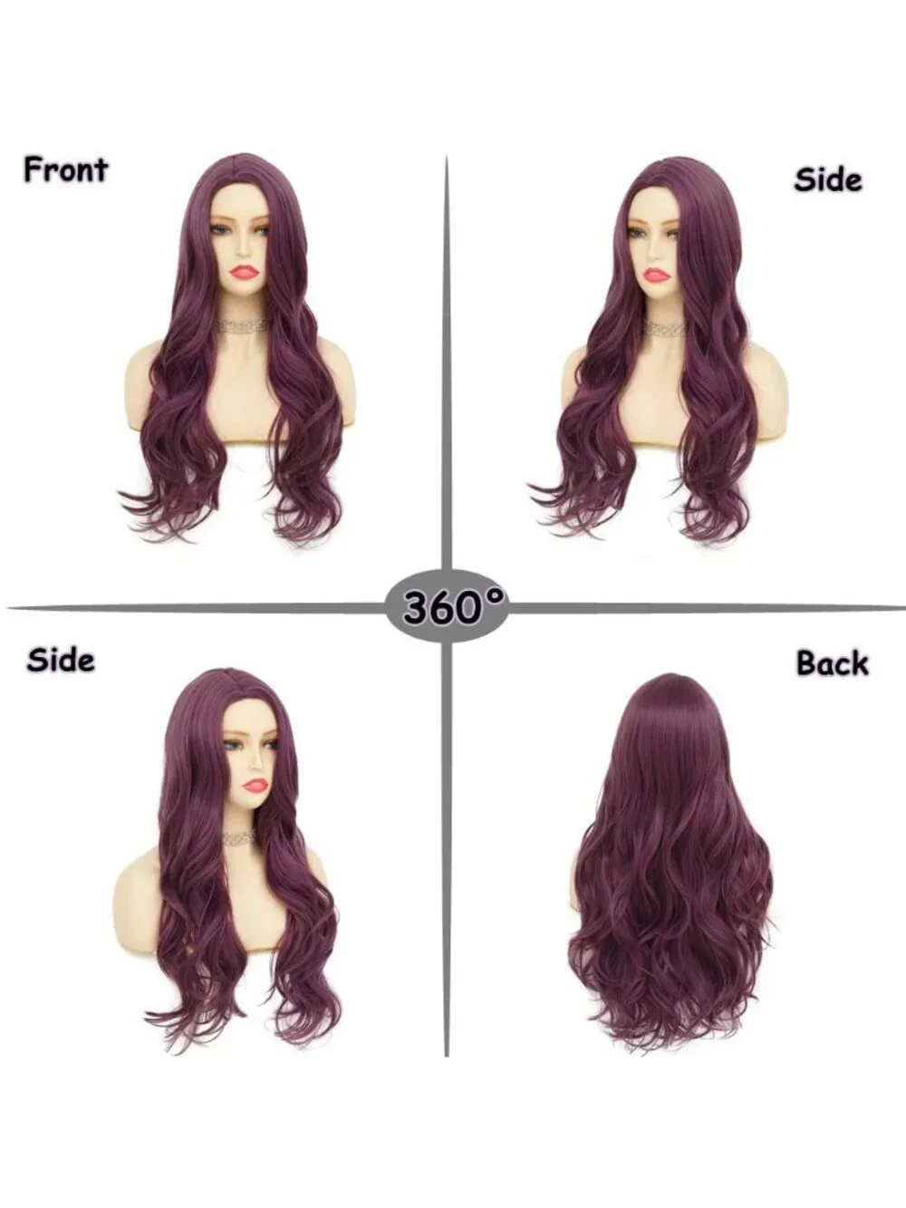 Women's Purple Long Curly Wig With Wavy Synthetic Cosplay Halloween Wig